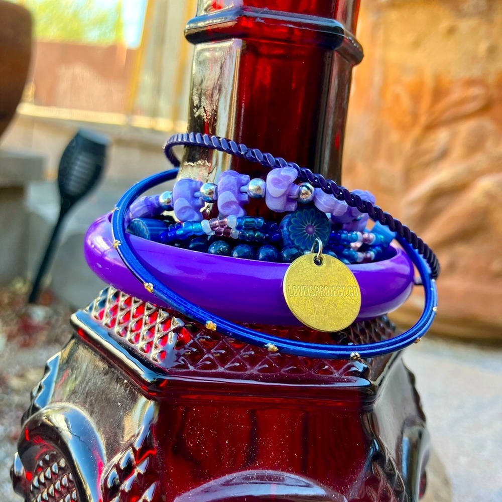 Vibrant Purple Elephants Bracelet Stack of 6 - Picture 5 of 5